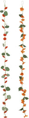 J-Line slinger Bloemen + Blaadjes - kunststof - oranje/groen - 2 stuks