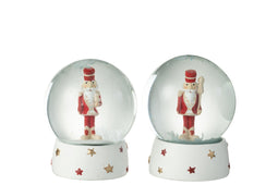J-Line Sneeuwbol Notenkraker Resine Wit/Rood Large Assortiment Van 2