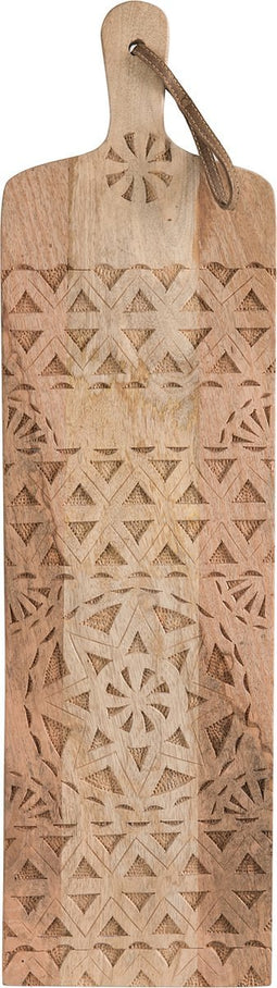 J-Line snijplank Etnisch Langwerpig Mango - hout - naturel - woonaccessoires