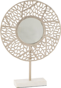 J-Line spiegel Koraal Voet Marmer - metaal - champagne - 34 x 49.5 cm