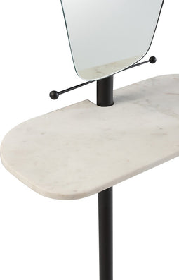 J-Line spiegel + muurplank Marmer - ijzer/glas - wit/zwart - 185 cm hoog