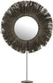 J-Line spiegel Op Voet Rond - riet - grijs - 41 x 50 cm