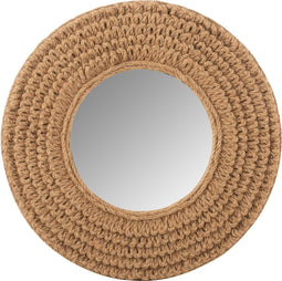 J-Line Spiegel Rond Geweven Jute Naturel Large - Wandspiegel 73 x 5.5 cm