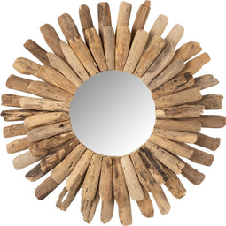 J-Line spiegel Rond - hout - naturel - large - Ø 70 cm