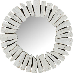 J-Line spiegel Vacay - hout - wit - small - Ø 46 cm