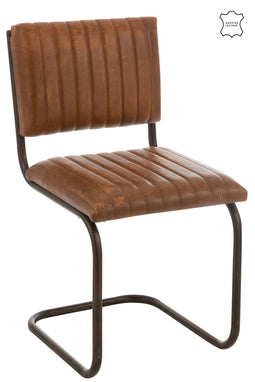 J-Line Stoel Modern Leder/Metaal Cognac