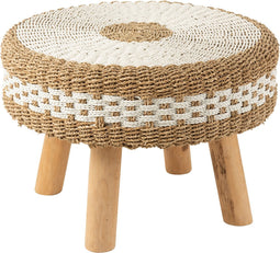 J-Line Stoel Rond Zeegras Wit/Naturel