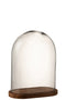 J-Line Stolp Ovaal Hout/Glas Transparant/Donker Bruin Small