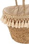 J-Line strandtas Kwastjes - riet - wit/naturel