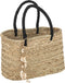 J-Line strandtas Met Schelpen - jute - naturel/zwart - large