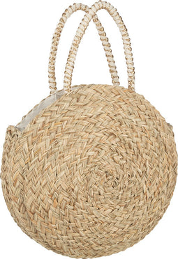 J-Line strandtas Rond + Kwast - zeegras - naturel/wit