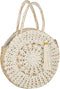 J-Line strandtas Rond + Kwast - zeegras - naturel/wit