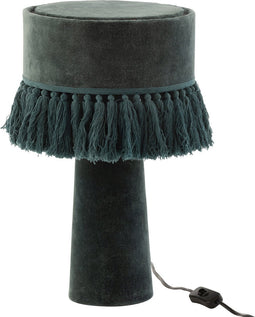 J-Line tafellamp Eve Rond - fluweel/katoen - petrol blauw