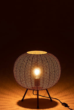 J-Line Tafellamp Op Voet Oosters Metaal Bruin Small