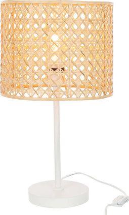 J-Line tafellamp Roma - bamboe/metaal - naturel/wit