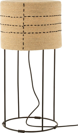 J-Line tafellamp Stippellijnen - metaal/zeegras - naturel/zwart