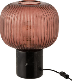 J-Line tafellamp Yufo - glas/marmer - rood/zwart