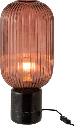 J-Line tafellamp Yufo Lang - glas/marmer - rood/zwart