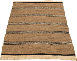 J-Line tapijt Gevlochten - zeegras/palmblad - naturel/zwart