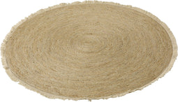 J-Line tapijt Kwastjesband - jute/katoen - beige/wit