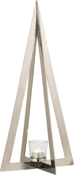 J-Line theelichthouder Boom - metaal/glas - zilver - large