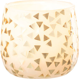 J-Line theelichthouder Driehoek - glas - wit/goud - small - 4 stuks