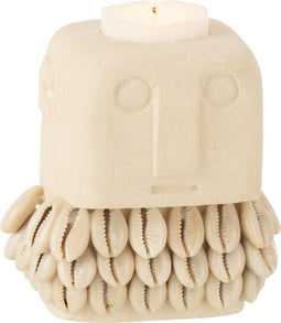 J-Line theelichthouder Elise - steen - naturel