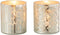 J-Line theelichthouder - glas - zilver - extra small - 2 stuks