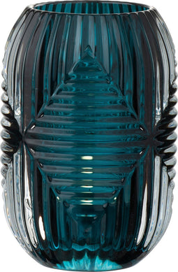 J-Line theelichthouder Hoog Lijnen - glas - blauw