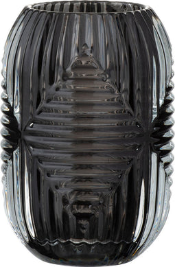 J-Line theelichthouder Hoog Lijnen - glas - grijs