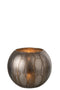 J-Line Theelichthouder Jari Rond Glas Grijs/Blauw Large