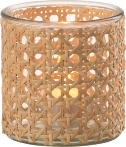 J-Line theelichthouder - rotan/glas - transparent - small