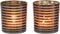 J-Line theelichthouder Strepen - glas - bruin - 3 stuks