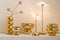 J-Line theelichthouder/vaas Julia - glas - goud
