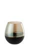 J-Line theelichthouder/vaas Lijnen - glas - zwart/goud - medium