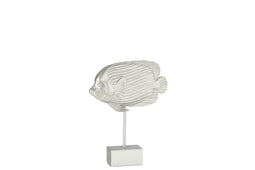 J-Line decoratie Tropische Vis Op Voet - polyresin - zilver