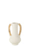 J-Line vaas Amfoor Leo Terracotta - cement - wit/naturel
