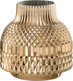 J-Line vaas Ari - glas - goud - small - 17.50 cm hoog