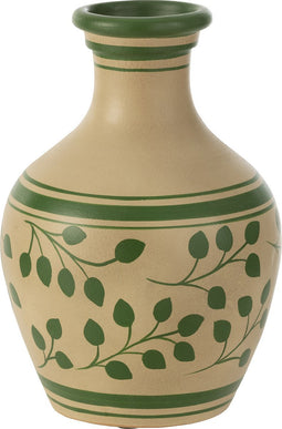 J-Line vaas Bladeren + Lijnen - keramiek - wit/groen