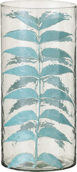 J-Line vaas Blauw Blad - glas - medium
