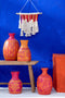 J-Line vaas Bloemen + Lijnen - keramiek - roze/oranje