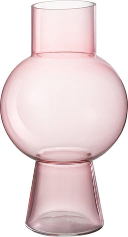 J-Line vaas Bol - glas - lichtroze - medium - 31 cm hoog
