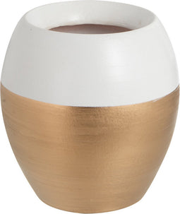 J-Line vaas Boord - terracotta - wit/goud - small - Ø 13.5 cm