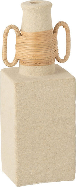 J-Line vaas Celine Ovaal - bloemenvaas - cement - zand/naturel - 29 cm