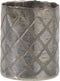 J-Line vaas Cilinder Ruitpatroon - glas - lichtgrijs - small