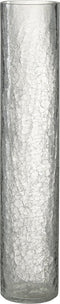 J-Line Vaas Cylinder Half Crackle Glas Transparant Large - Bloemenvaas 50.00 cm hoog