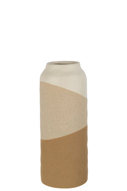 J-Line Vaas Cylinder Keramiek Beige/Lichtbruin Large