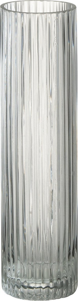 J-Line vaas Cylinder Lijnen - glas - transparant - medium - 30 cm hoog