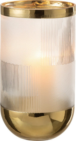 J-Line vaas Cylinder Motief - glas - transparant/goud - large