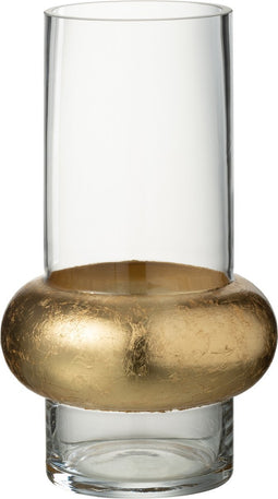 J-Line vaas Cylinder Ring Laag - glas - transparant - small - 25 cm hoog